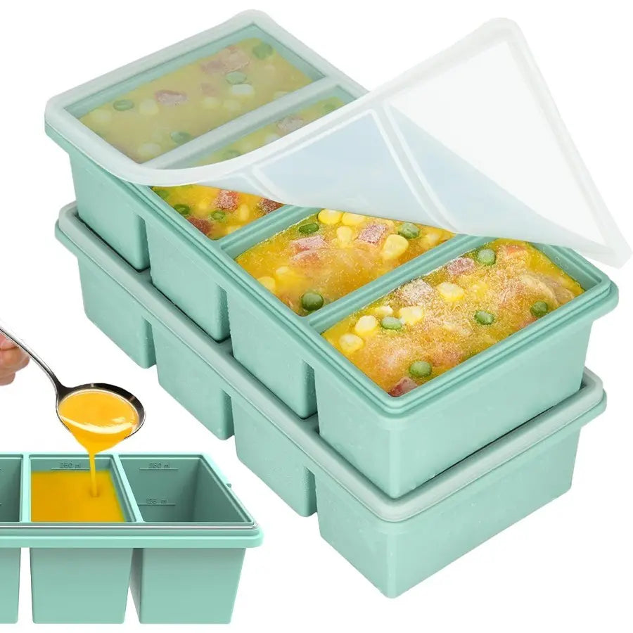 Ultimate Silicone Freezer Tray with Lid - Leak-Proof, Dishwasher Safe, and Heat Resistant for Perfectly Frozen Soups and Ice Cubes!