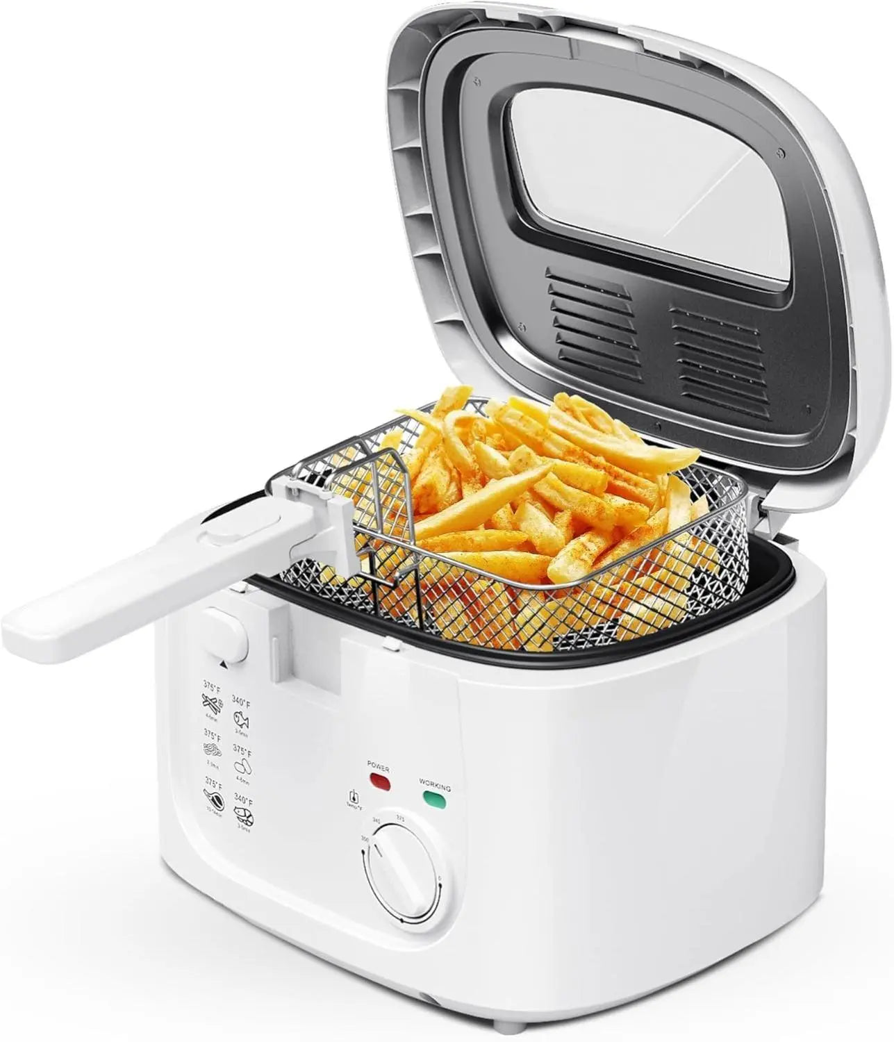 Experience Perfectly Crispy Fried Favorites with the KEINVE 1500W Electric Deep Fryer - Adjustable Temperature Control, 2.5L Non-Stick Basket, and Space-Saving Design!