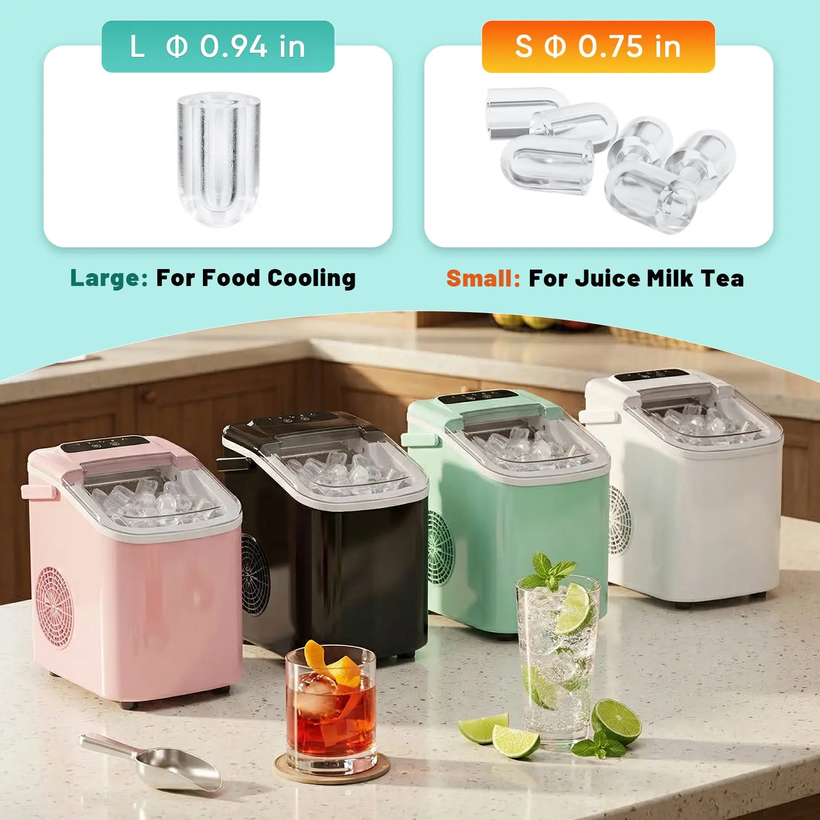 Sweetcrispy Portable Countertop Ice Maker - Create 9 Ice Cubes in 6 Minutes, 26Lbs Daily Capacity, Auto-Cleaning & Quiet Operation, Perfect for Home, RV, or Parties!