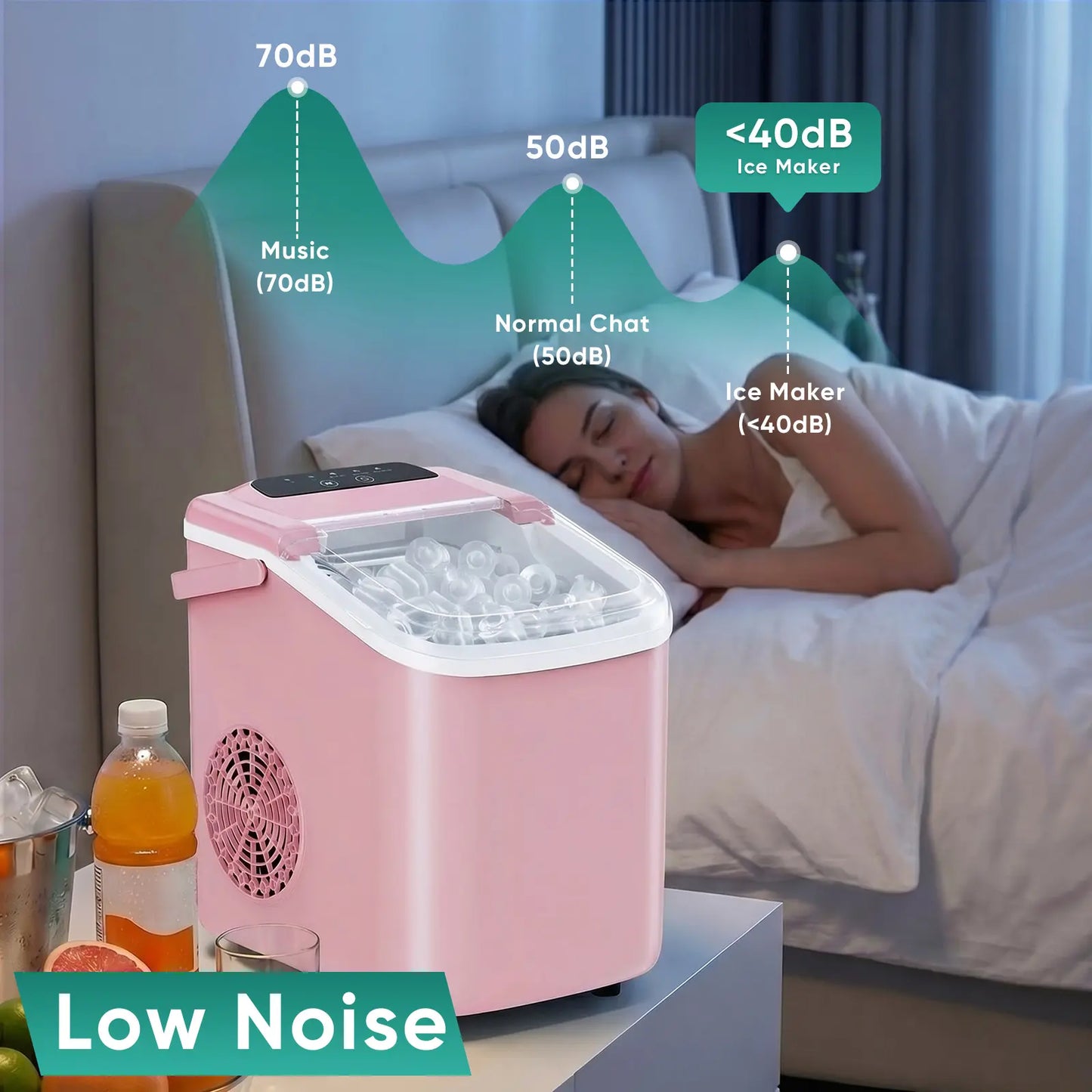 Sweetcrispy Portable Countertop Ice Maker - Create 9 Ice Cubes in 6 Minutes, 26Lbs Daily Capacity, Auto-Cleaning & Quiet Operation, Perfect for Home, RV, or Parties!