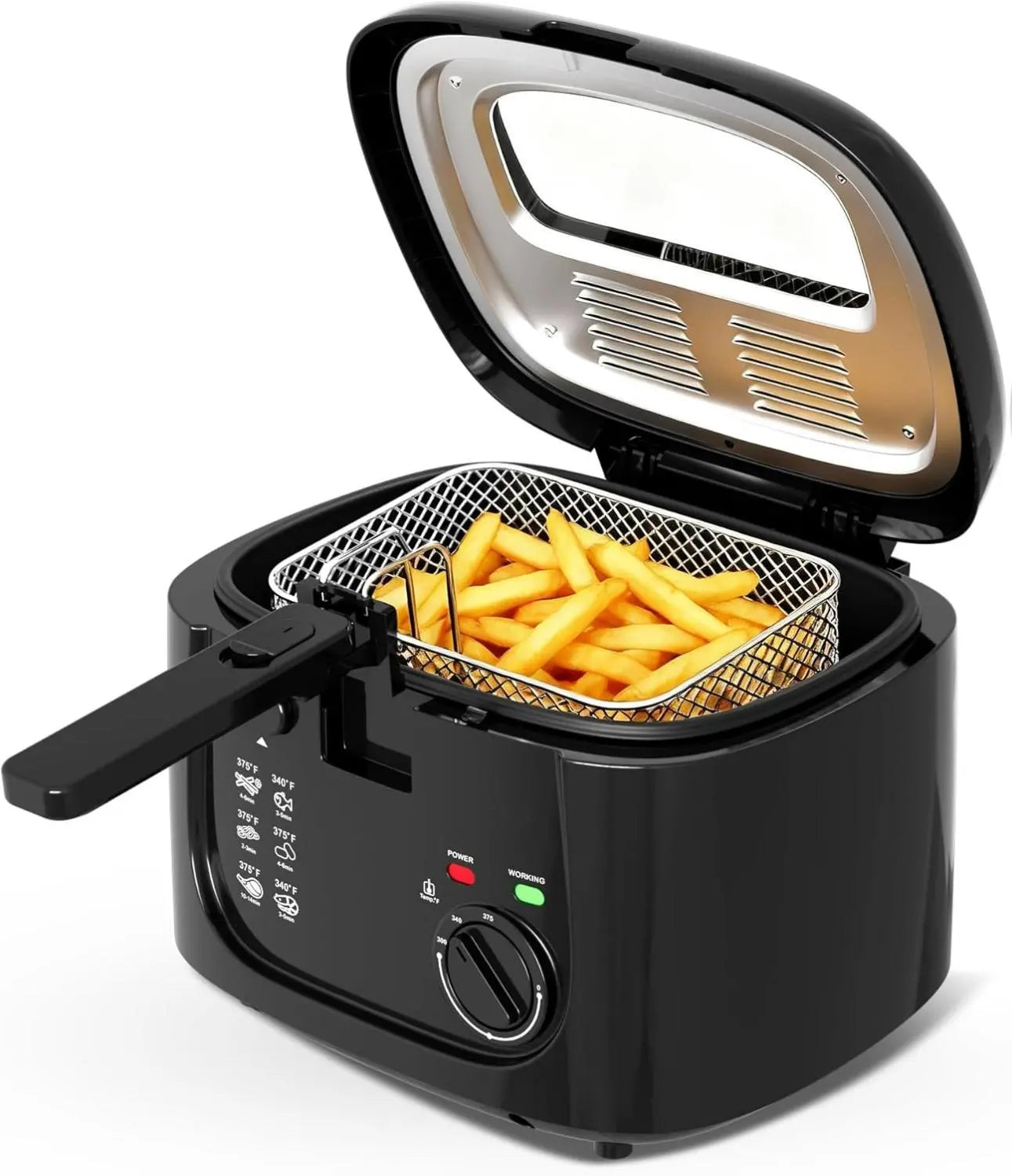 Experience Perfectly Crispy Fried Favorites with the KEINVE 1500W Electric Deep Fryer - Adjustable Temperature Control, 2.5L Non-Stick Basket, and Space-Saving Design!