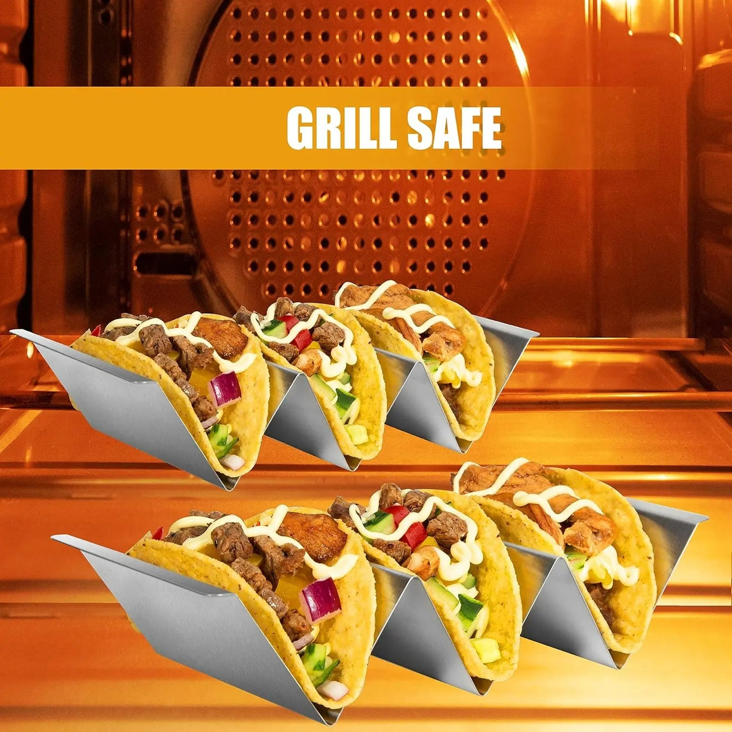 Transform Taco Night with Our Stainless Steel Taco Holder & Air Fryer Oil Drainer – Your Ultimate Kitchen Companion for Mess-Free Meals!