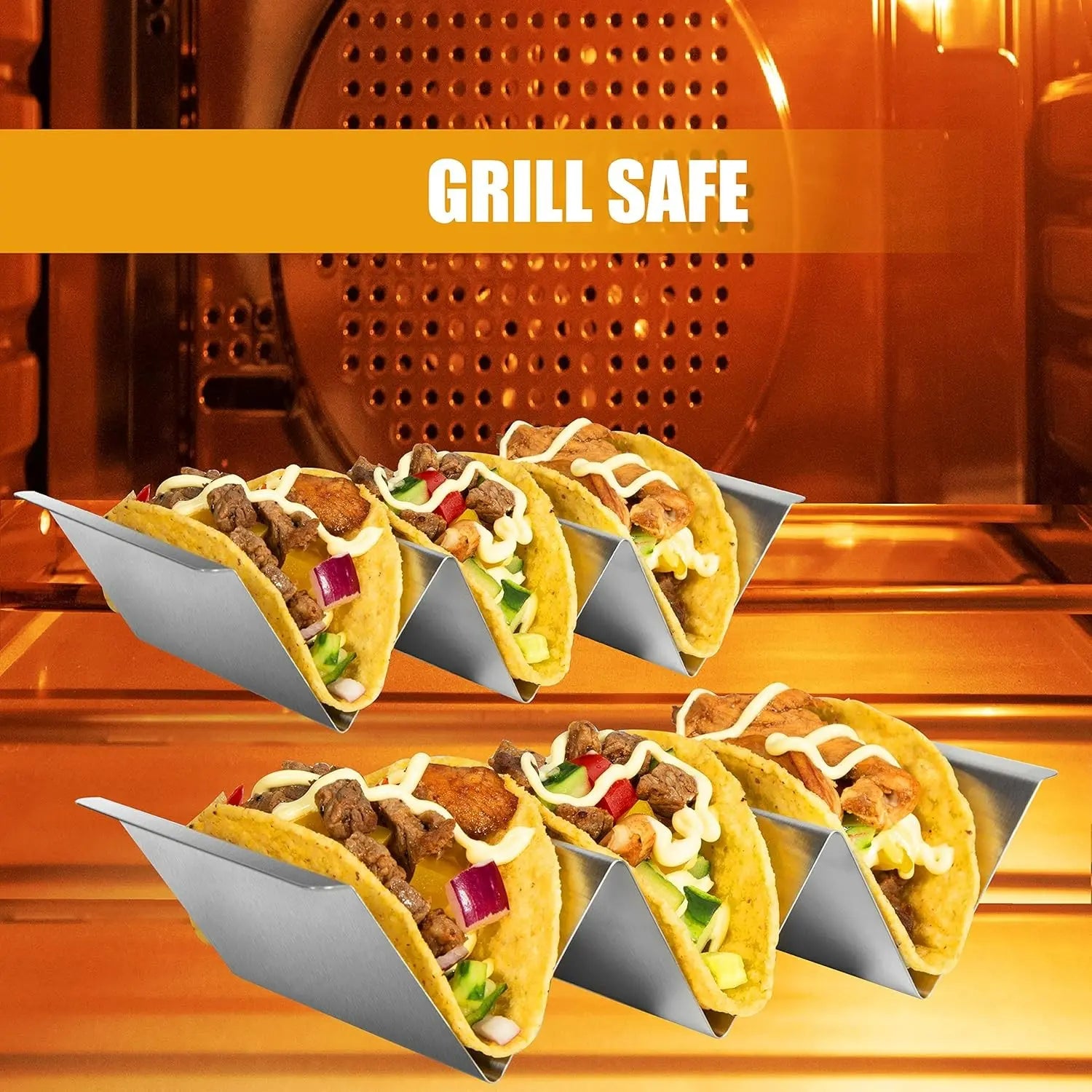 Transform Taco Night with Our Stainless Steel Taco Holder & Air Fryer Oil Drainer – Your Ultimate Kitchen Companion for Mess-Free Meals!