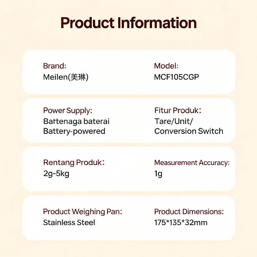Elevate Your Cooking with the Meilen 5Kg/11Lb Digital Kitchen Scale - Precision Measurements with Stainless Steel Durability and Included Batteries