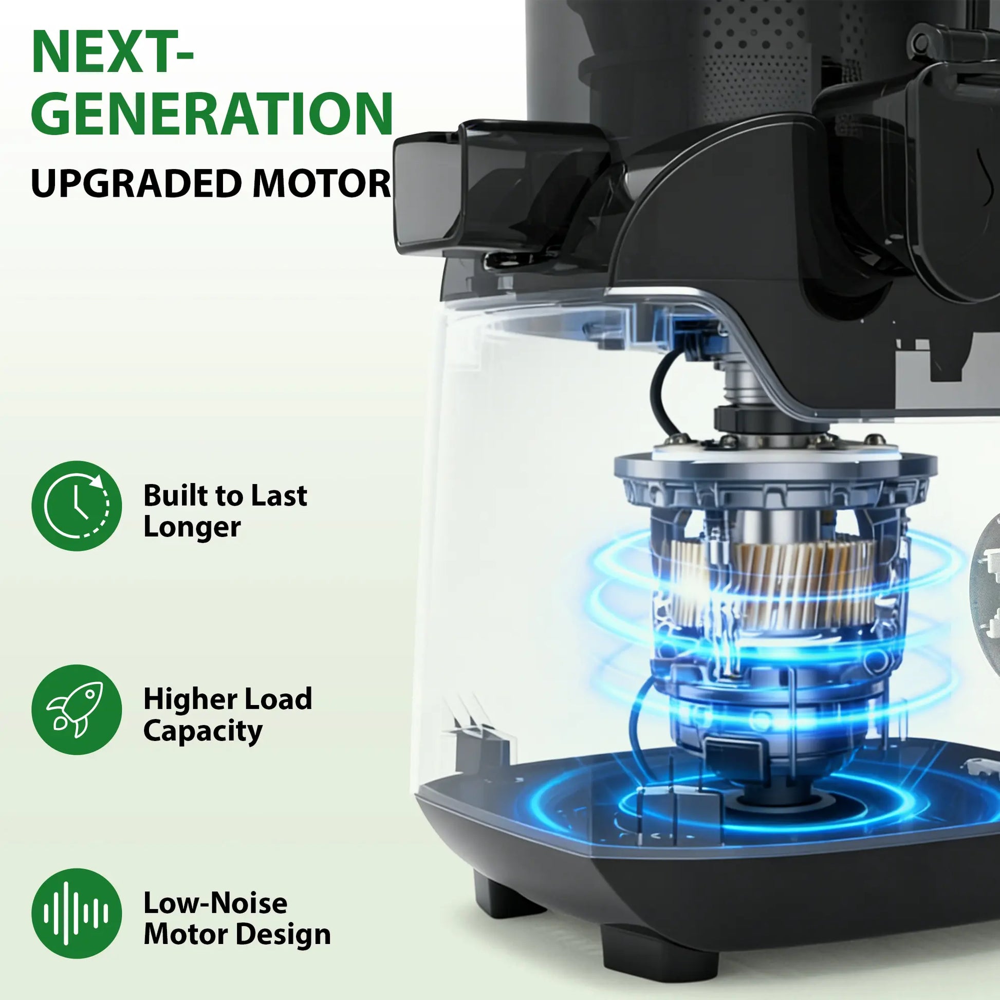 SUSTEAS Cold Press Juicer - Effortless Juice Extraction with 5.8'' Feed Slot, Easy Clean Design, and High Juice Yield - Perfect for Soft & Hard Fruits!