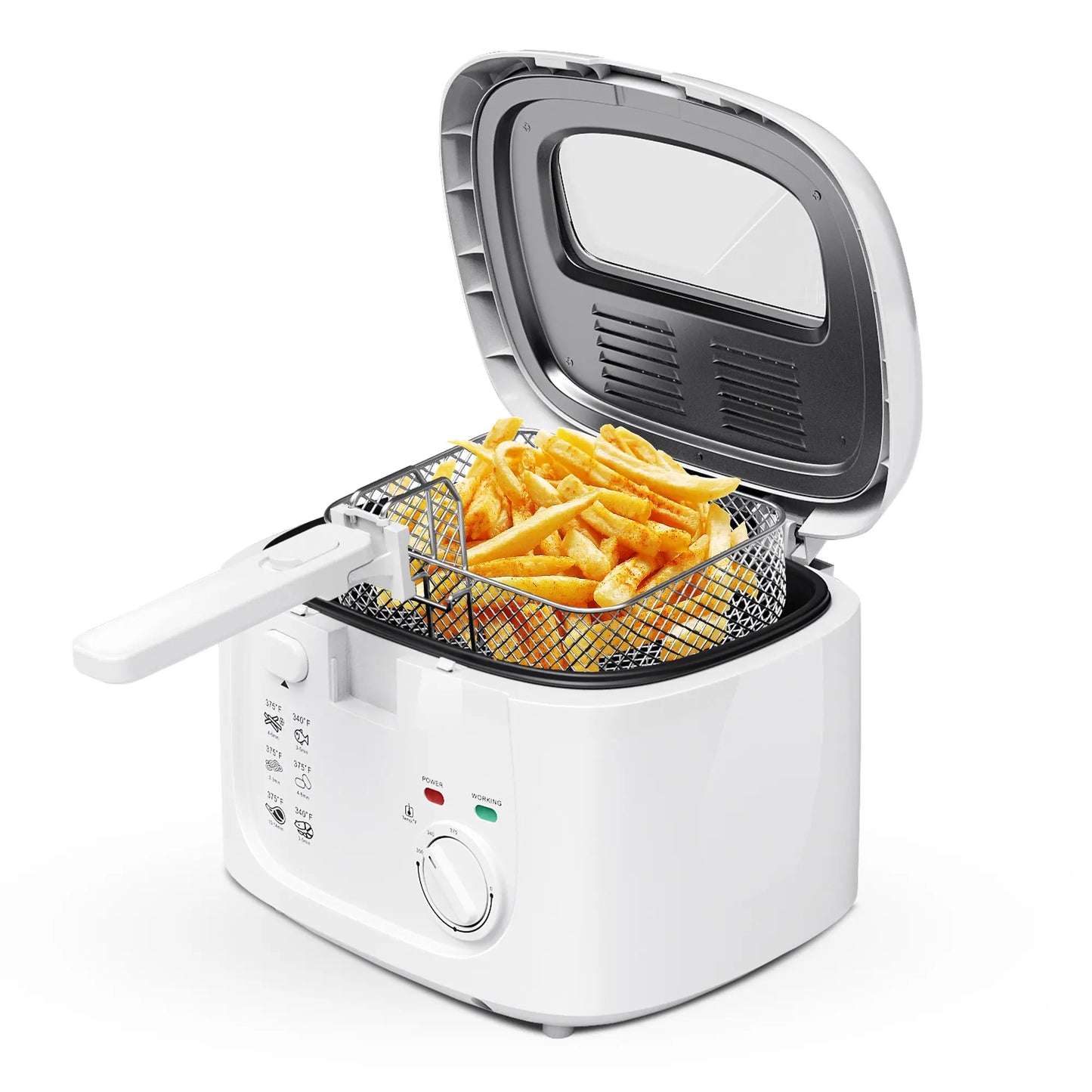 Experience Perfectly Crispy Fried Favorites with the KEINVE 1500W Electric Deep Fryer - Adjustable Temperature Control, 2.5L Non-Stick Basket, and Space-Saving Design!