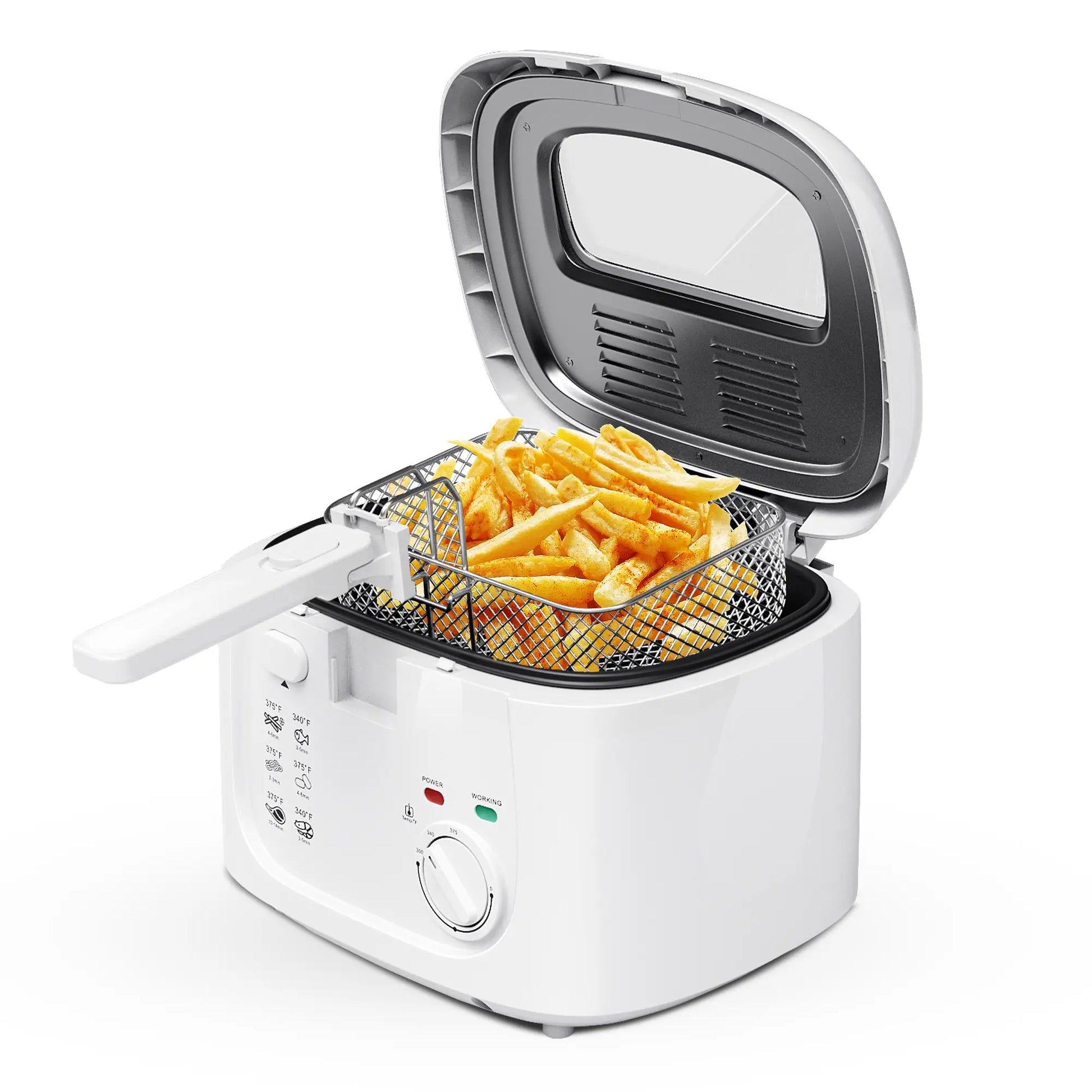 Experience Perfectly Crispy Fried Favorites with the KEINVE 1500W Electric Deep Fryer - Adjustable Temperature Control, 2.5L Non-Stick Basket, and Space-Saving Design!