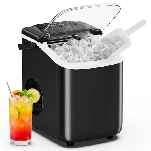 Sweetcrispy Portable Countertop Ice Maker - Create 9 Ice Cubes in 6 Minutes, 26Lbs Daily Capacity, Auto-Cleaning & Quiet Operation, Perfect for Home, RV, or Parties!