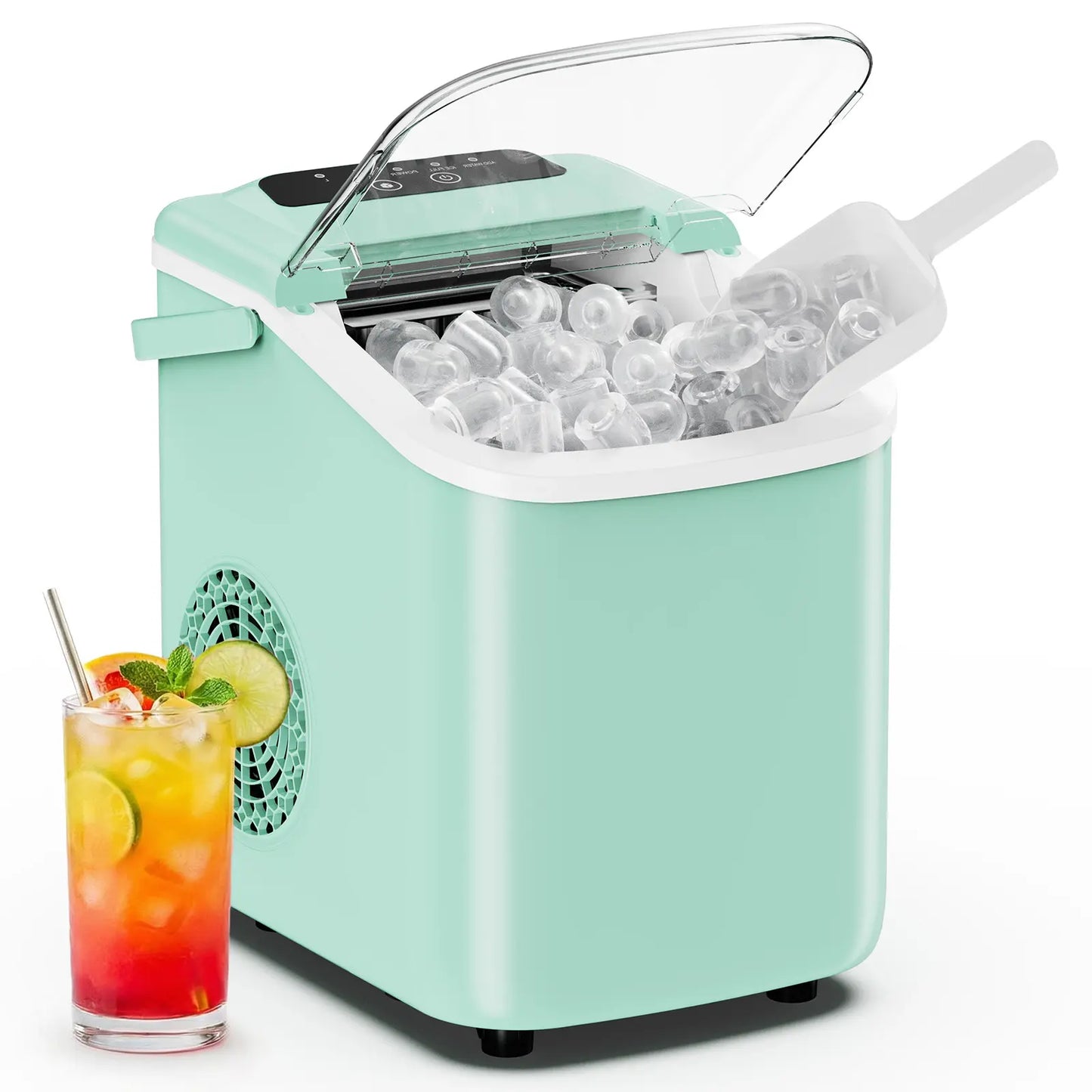 Sweetcrispy Portable Countertop Ice Maker - Create 9 Ice Cubes in 6 Minutes, 26Lbs Daily Capacity, Auto-Cleaning & Quiet Operation, Perfect for Home, RV, or Parties!