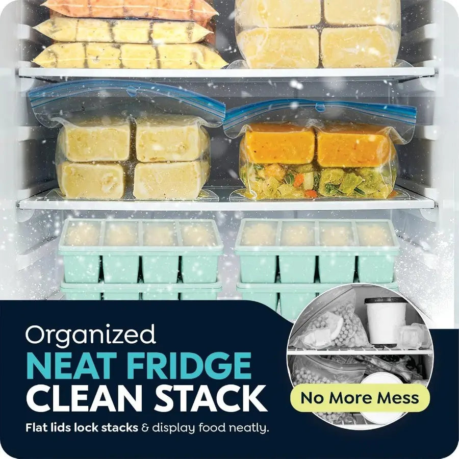 Ultimate Silicone Freezer Tray with Lid - Leak-Proof, Dishwasher Safe, and Heat Resistant for Perfectly Frozen Soups and Ice Cubes!