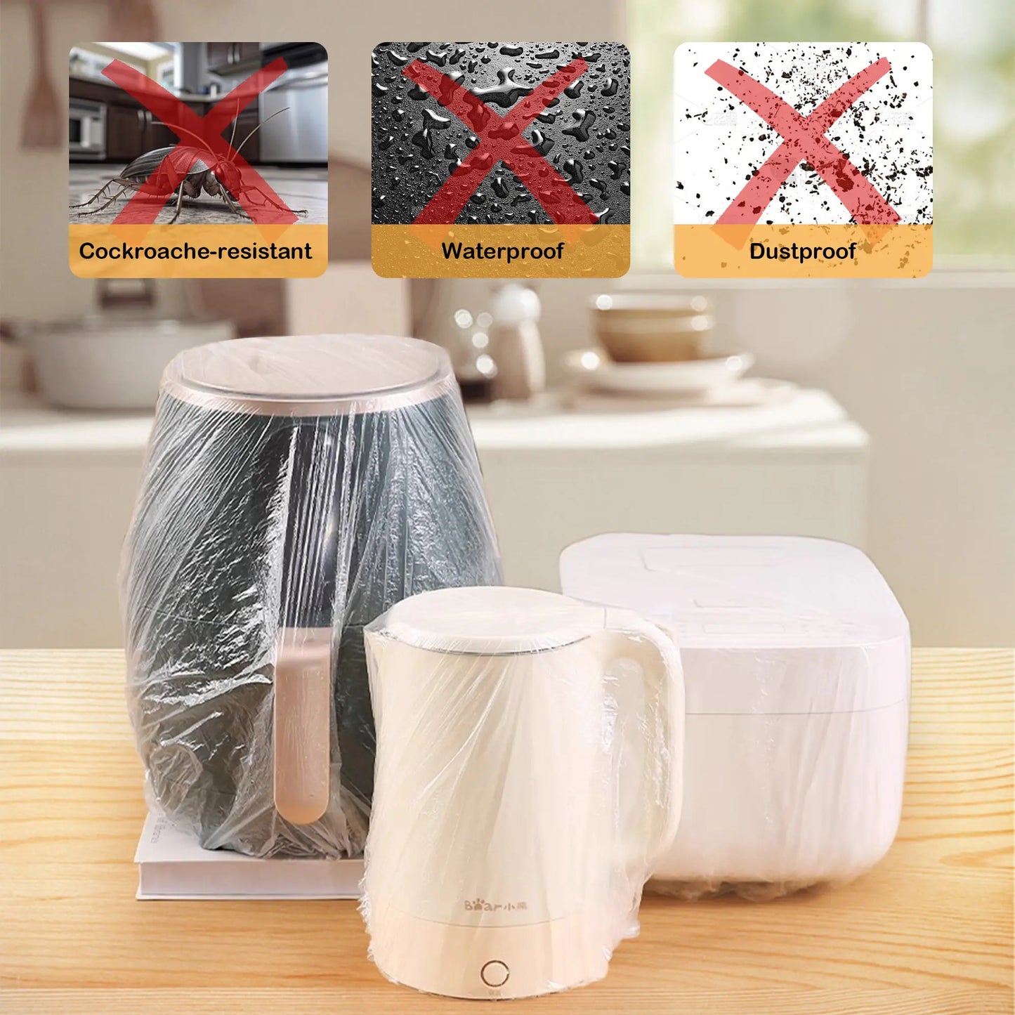 Protect Your Appliances with 30 Clear Small Covers – Effortlessly Reduce Cleaning Time and Keep Your Kitchen Utensils Dust-Free!
