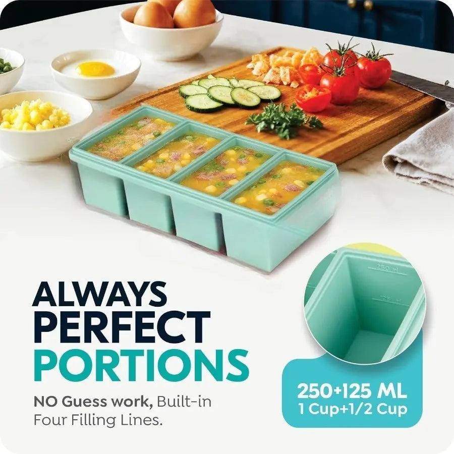 Ultimate Silicone Freezer Tray with Lid - Leak-Proof, Dishwasher Safe, and Heat Resistant for Perfectly Frozen Soups and Ice Cubes!