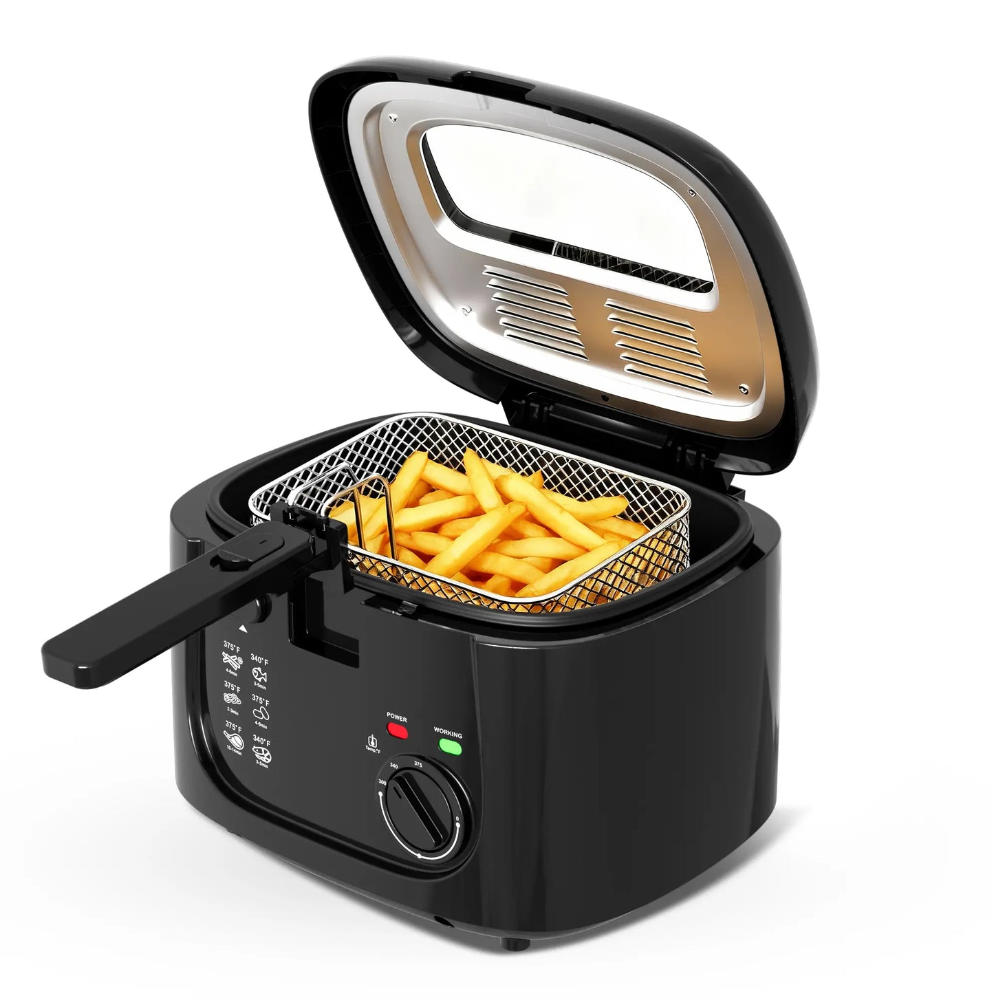 Experience Perfectly Crispy Fried Favorites with the KEINVE 1500W Electric Deep Fryer - Adjustable Temperature Control, 2.5L Non-Stick Basket, and Space-Saving Design!