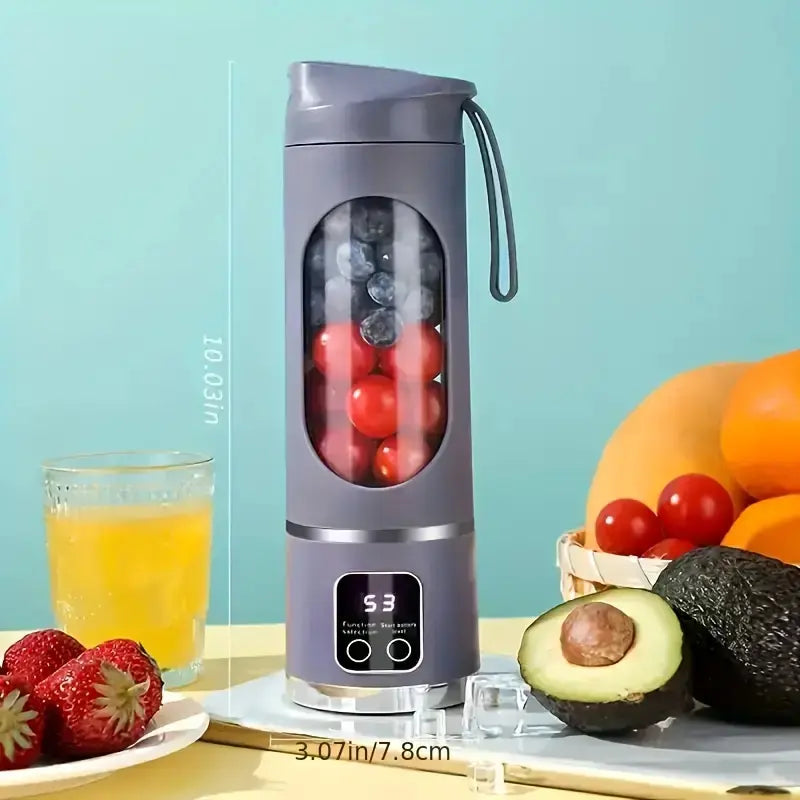 Portable Personal Electric Blender, 450 Ml Smoothie and Ice Shake Blender, 12 Blades, USB Rechargeable Mini Blender; Drink Container: Water Bottle, Travel Cup, Washable, Reusable, Compact and Convenient, Multifunctional—Father’S Day Gift