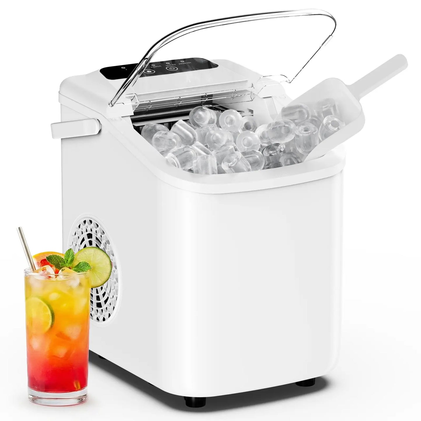 Sweetcrispy Portable Countertop Ice Maker - Create 9 Ice Cubes in 6 Minutes, 26Lbs Daily Capacity, Auto-Cleaning & Quiet Operation, Perfect for Home, RV, or Parties!