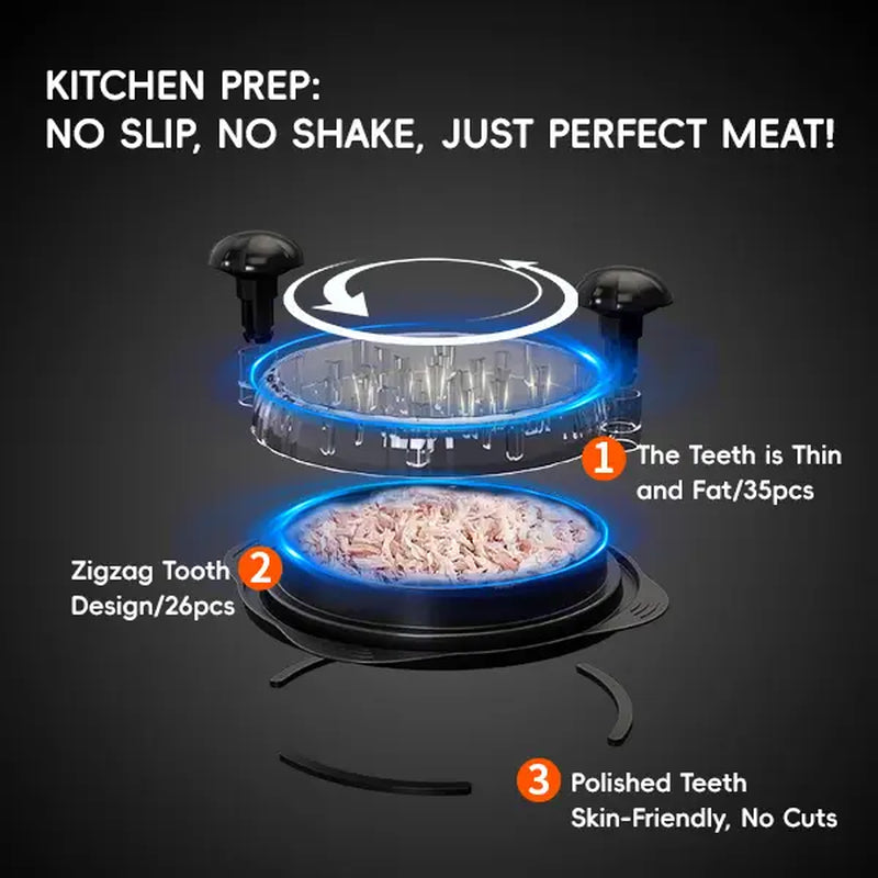 Effortlessly Shred Chicken and More with the XL 11-Inch Meat Shredder Tool - Ergonomic, Non-Slip Design for Quick Meal Prep in Elegant Black