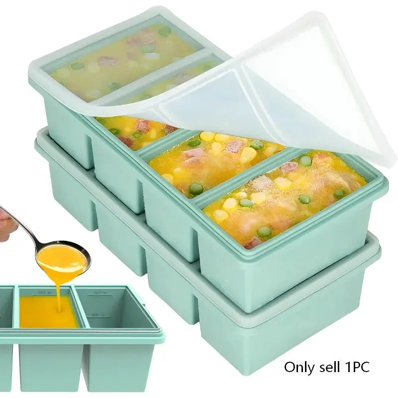 Ultimate Silicone Freezer Tray with Lid - Leak-Proof, Dishwasher Safe, and Heat Resistant for Perfectly Frozen Soups and Ice Cubes!