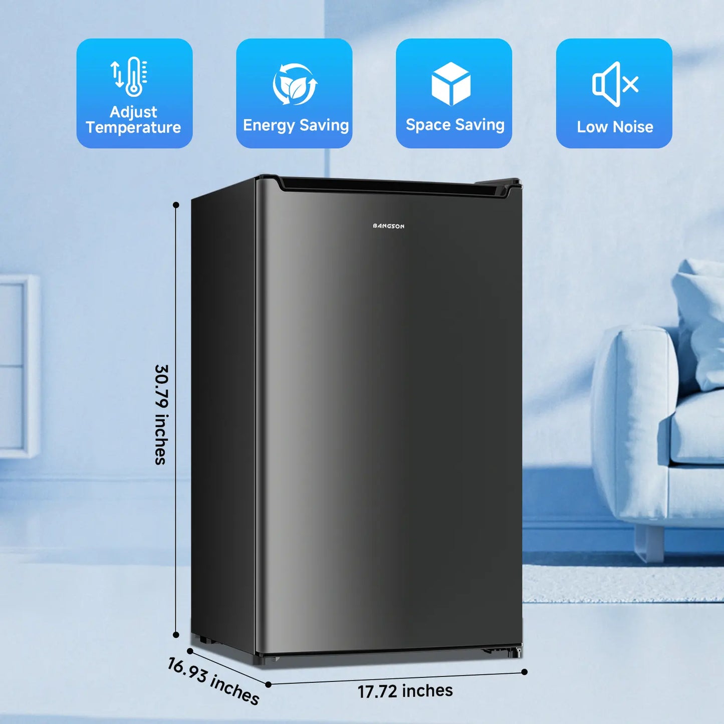 BANGSON 2.1 Cu.Ft Compact Upright Freezer - Energy-Efficient Mini Freezer with Adjustable Thermostat and Quiet Operation, Perfect for Small Spaces and Gifts!