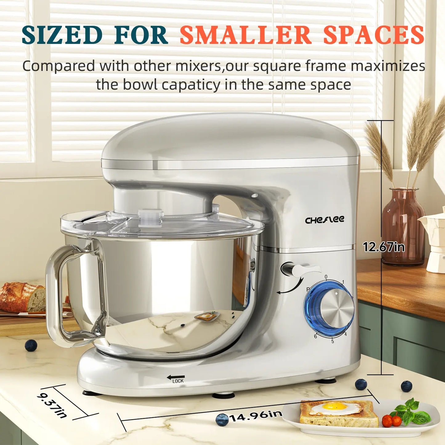 Unleash Your Inner Chef with the Cheflee 660W Electric Stand Mixer – 6.5QT Stainless Steel Bowl, 6+ Speed Settings & Essential Attachments for Perfect Baking Every Time!