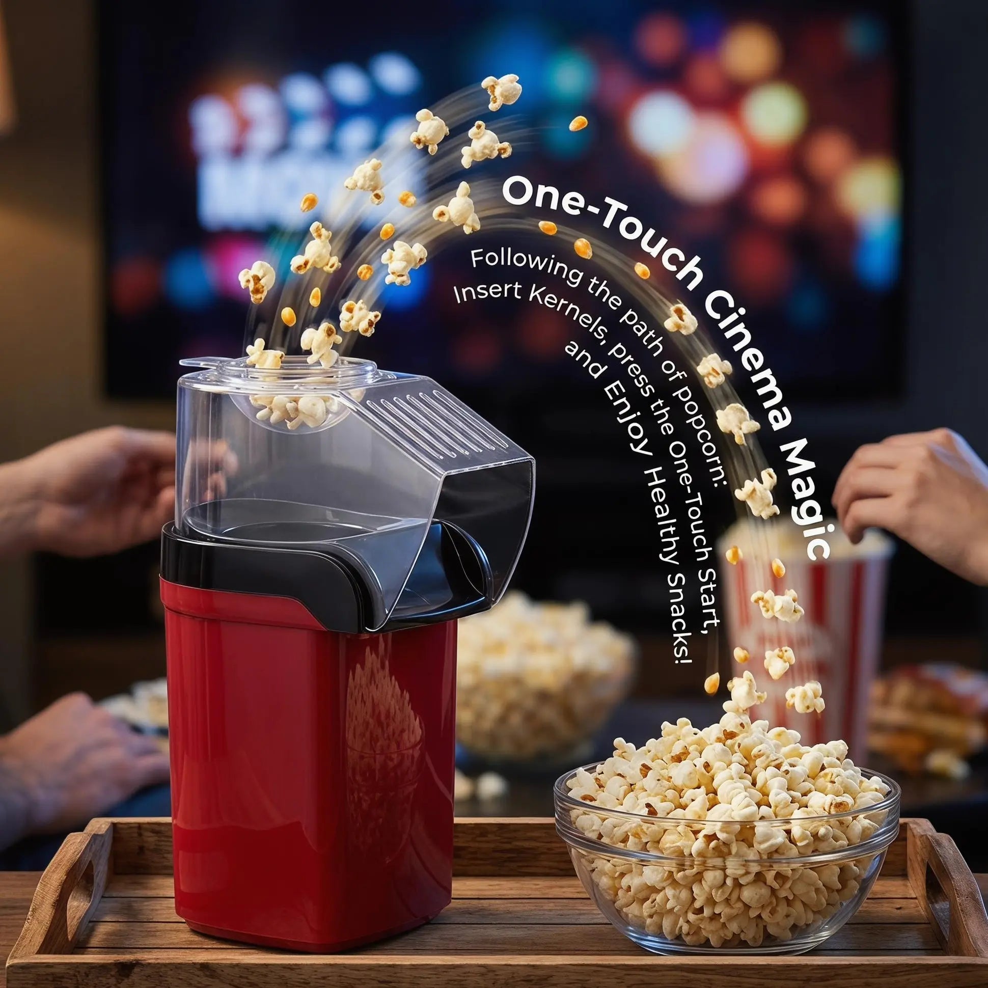 Effortless Oil-Free Popcorn Maker - Quick & Healthy Snack Solution for Family Fun!