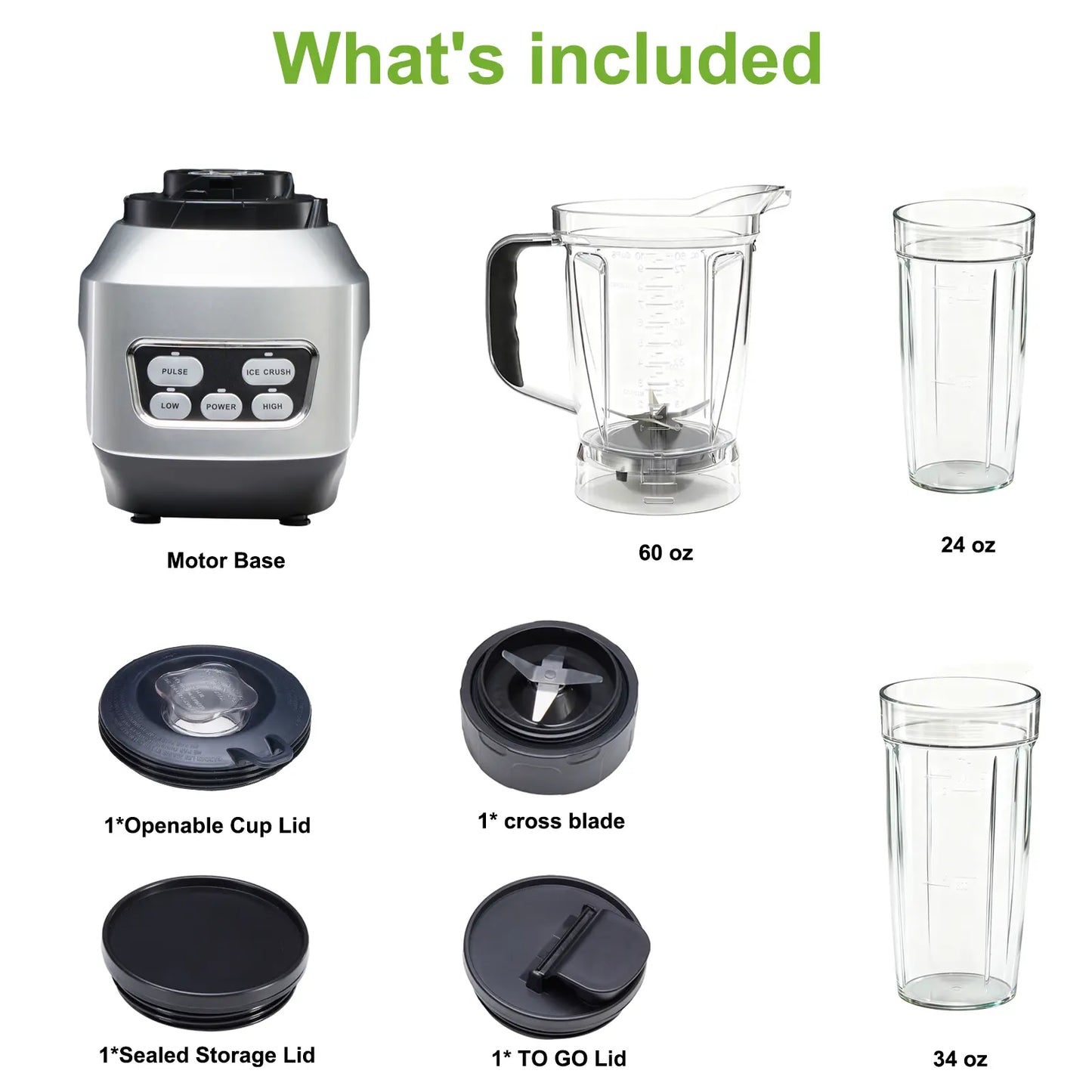 Smoothie Blender, Personal Blender Set for Kitchen, Smoothies Maker with Bpa-Free Portable Cups for Shakes, Sauces, Juice, Ice Crushing, Light Silver