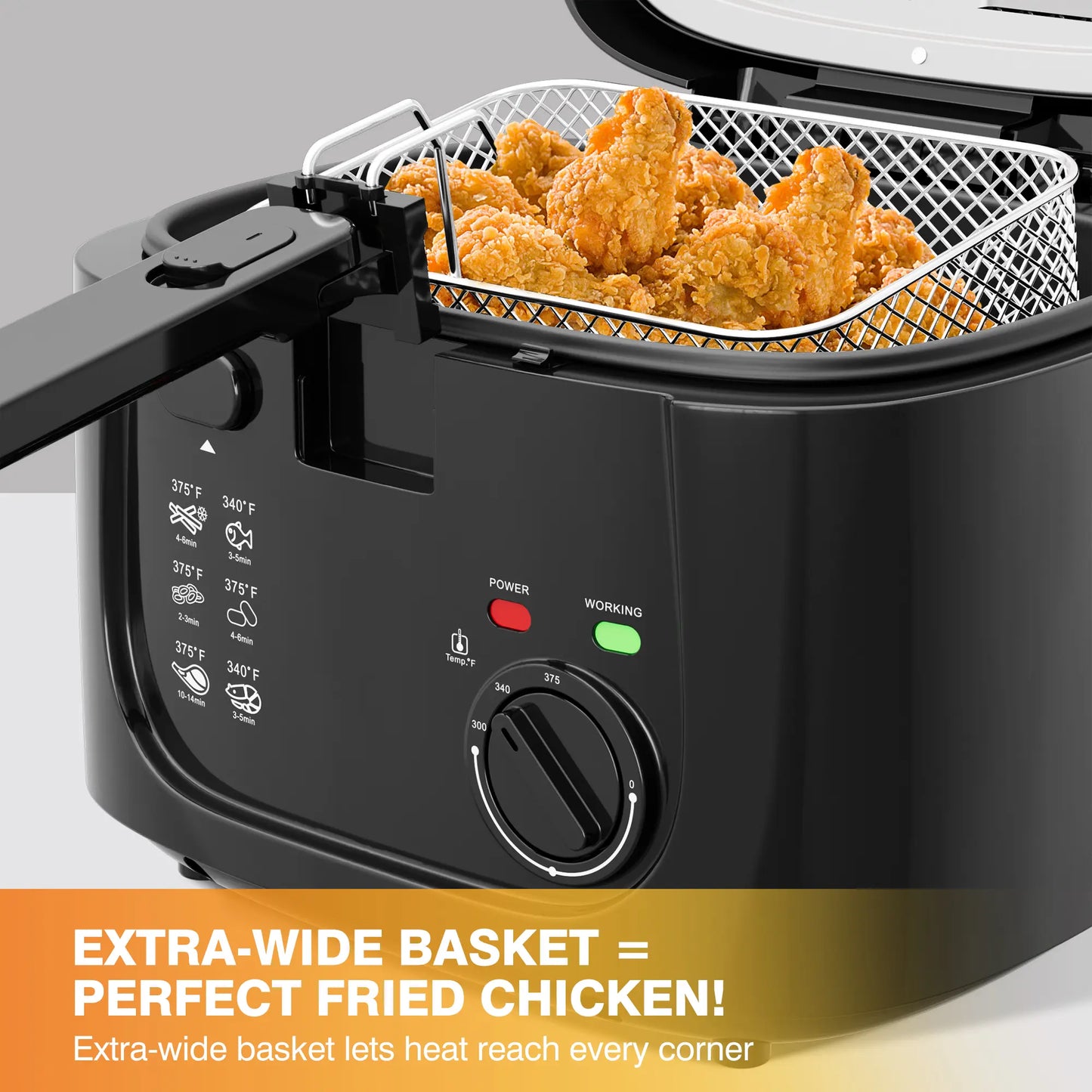 Experience Perfectly Crispy Fried Favorites with the KEINVE 1500W Electric Deep Fryer - Adjustable Temperature Control, 2.5L Non-Stick Basket, and Space-Saving Design!