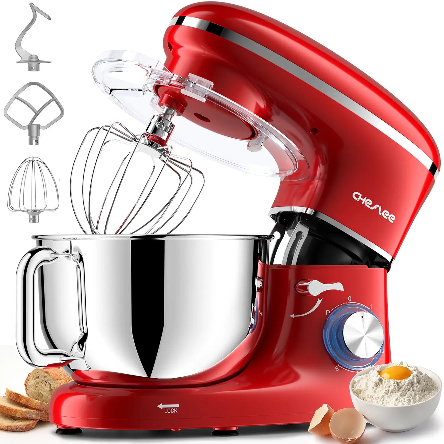 Unleash Your Inner Chef with the Cheflee 660W Electric Stand Mixer – 6.5QT Stainless Steel Bowl, 6+ Speed Settings & Essential Attachments for Perfect Baking Every Time!
