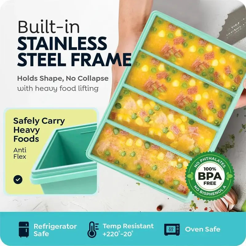 Ultimate Silicone Freezer Tray with Lid - Leak-Proof, Dishwasher Safe, and Heat Resistant for Perfectly Frozen Soups and Ice Cubes!