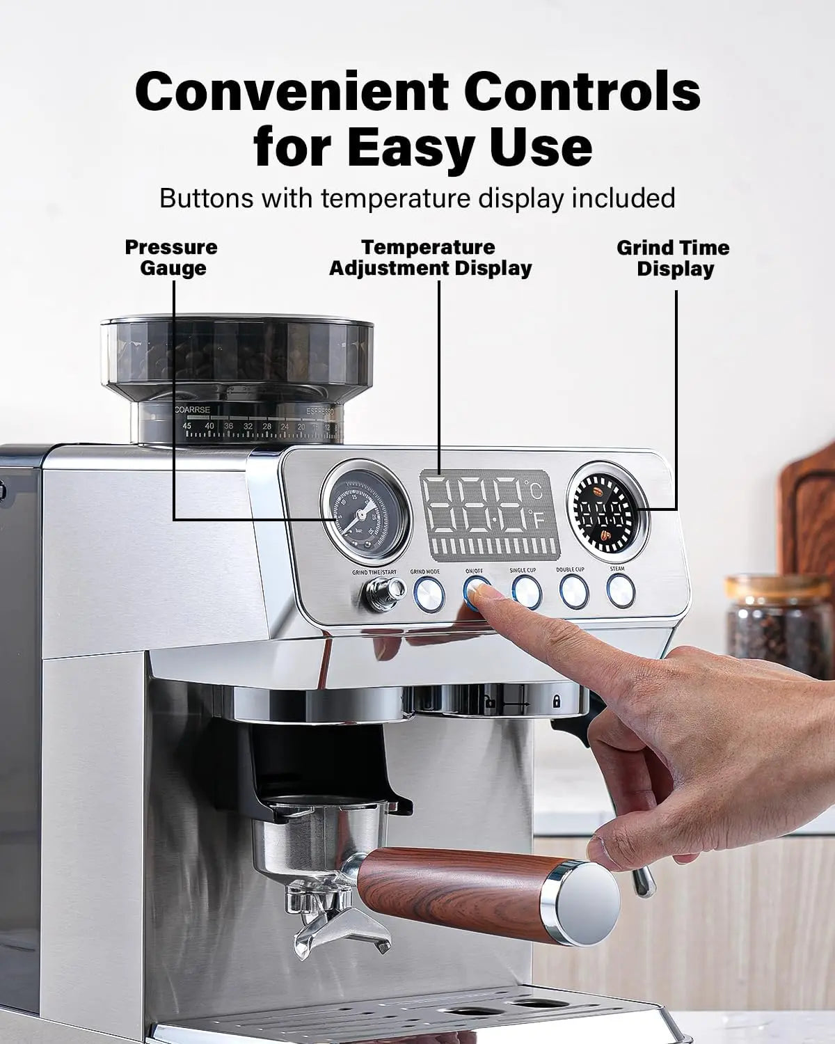 Experience Barista Quality at Home with the 20 Bar Automatic Espresso Machine Featuring a Built-in Grinder and Professional Steam Wand