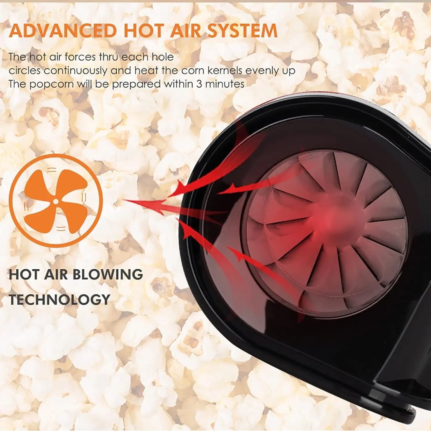Effortless Oil-Free Popcorn Maker - Quick & Healthy Snack Solution for Family Fun!