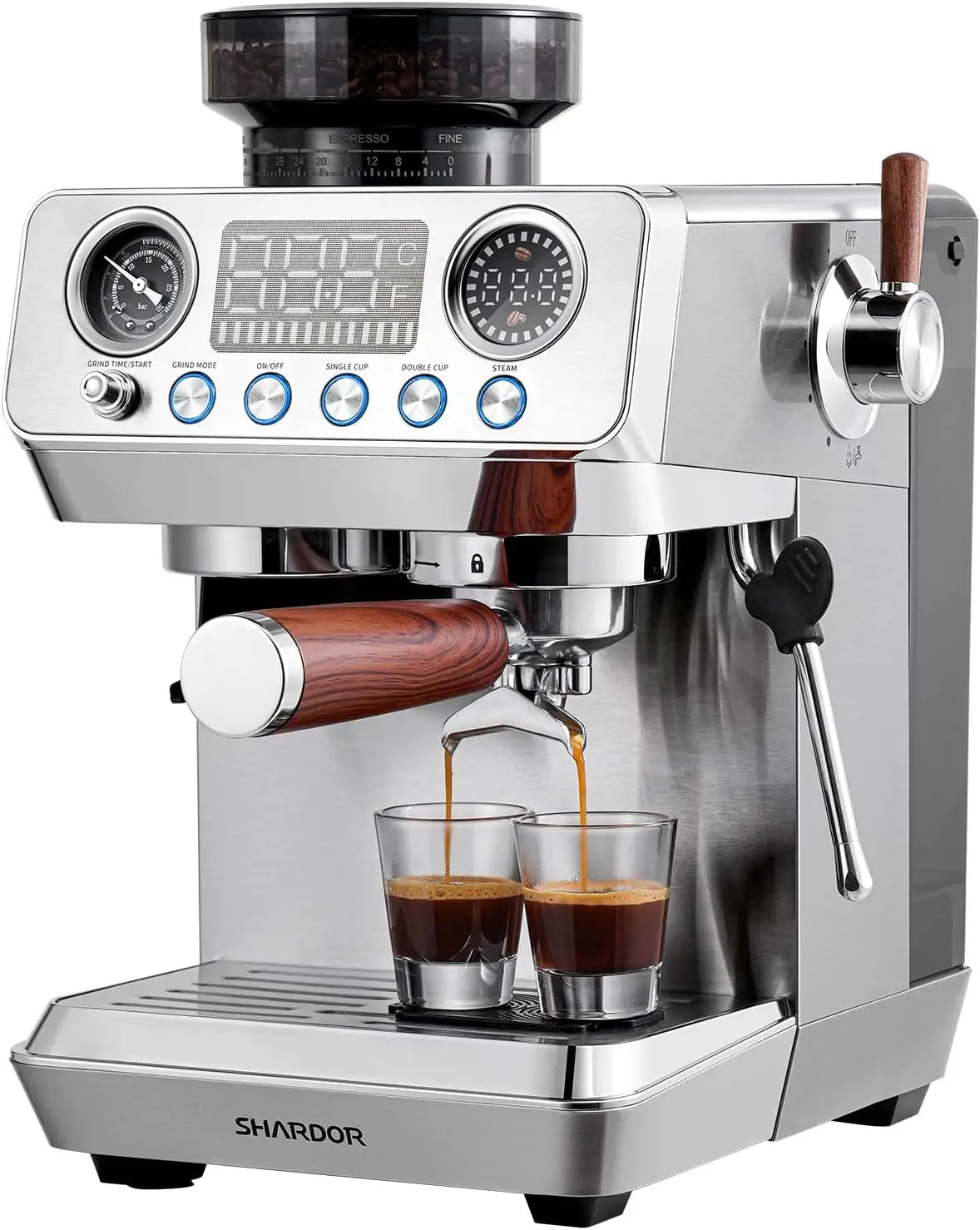 Experience Barista Quality at Home with the 20 Bar Automatic Espresso Machine Featuring a Built-in Grinder and Professional Steam Wand