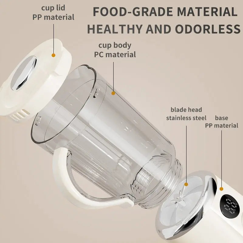 Powerful 12-Blade Portable Blender - Rechargeable 600ml Juice Maker for Smoothies and Shakes