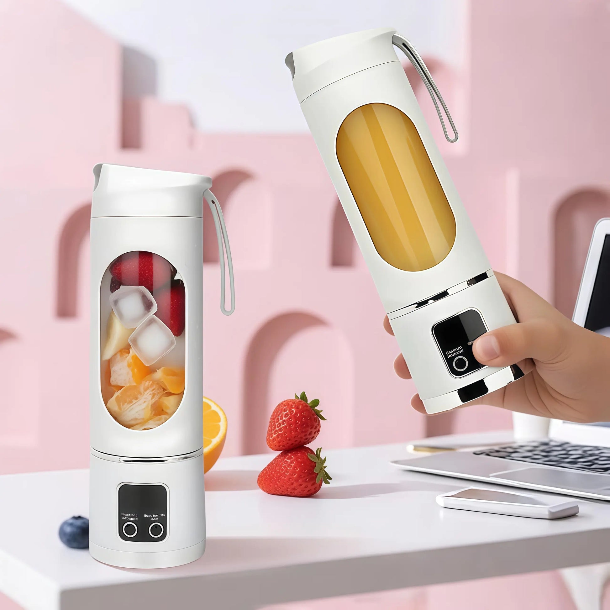 Portable Personal Electric Blender, 450 Ml Smoothie and Ice Shake Blender, 12 Blades, USB Rechargeable Mini Blender; Drink Container: Water Bottle, Travel Cup, Washable, Reusable, Compact and Convenient, Multifunctional—Father’S Day Gift