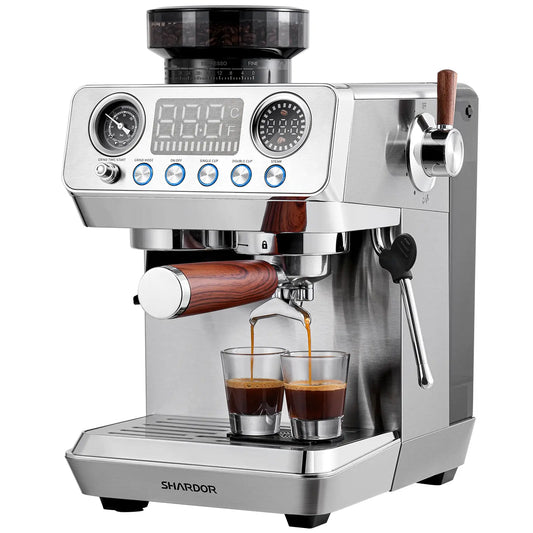 Experience Barista Quality at Home with the 20 Bar Automatic Espresso Machine Featuring a Built-in Grinder and Professional Steam Wand