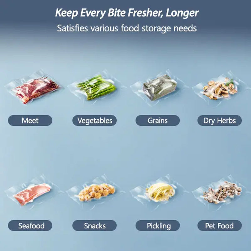 Dr.Fresh V20 Automatic Vacuum Sealer - Effortless Food Preservation with One-Touch Operation & Compact Design, Includes Bags & Roll for All Your Kitchen Needs