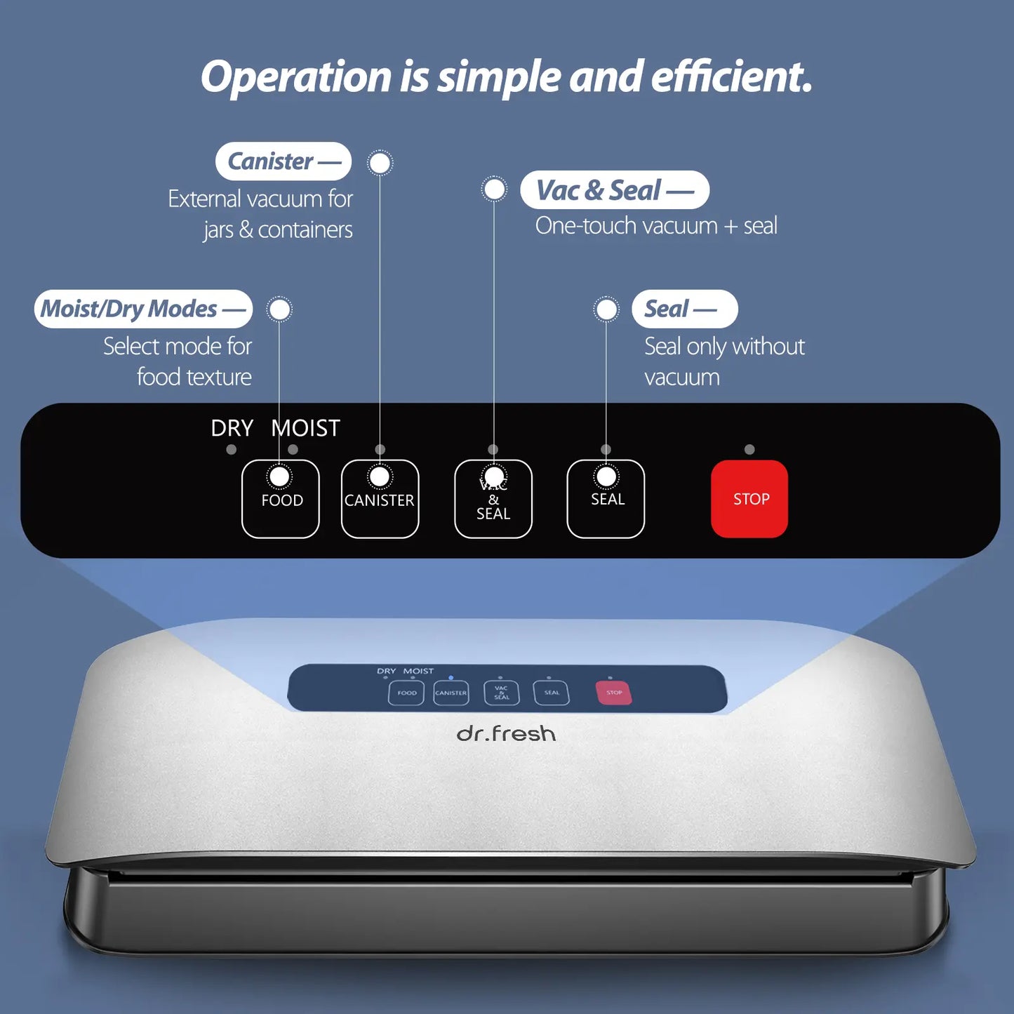 Dr.Fresh V20 Automatic Vacuum Sealer - Effortless Food Preservation with One-Touch Operation & Compact Design, Includes Bags & Roll for All Your Kitchen Needs