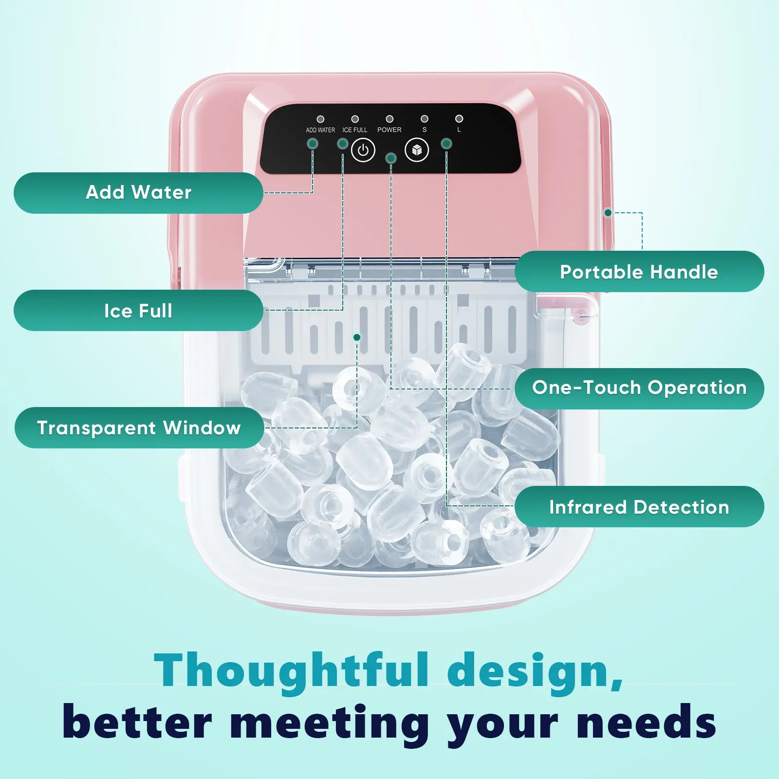Sweetcrispy Portable Countertop Ice Maker - Create 9 Ice Cubes in 6 Minutes, 26Lbs Daily Capacity, Auto-Cleaning & Quiet Operation, Perfect for Home, RV, or Parties!