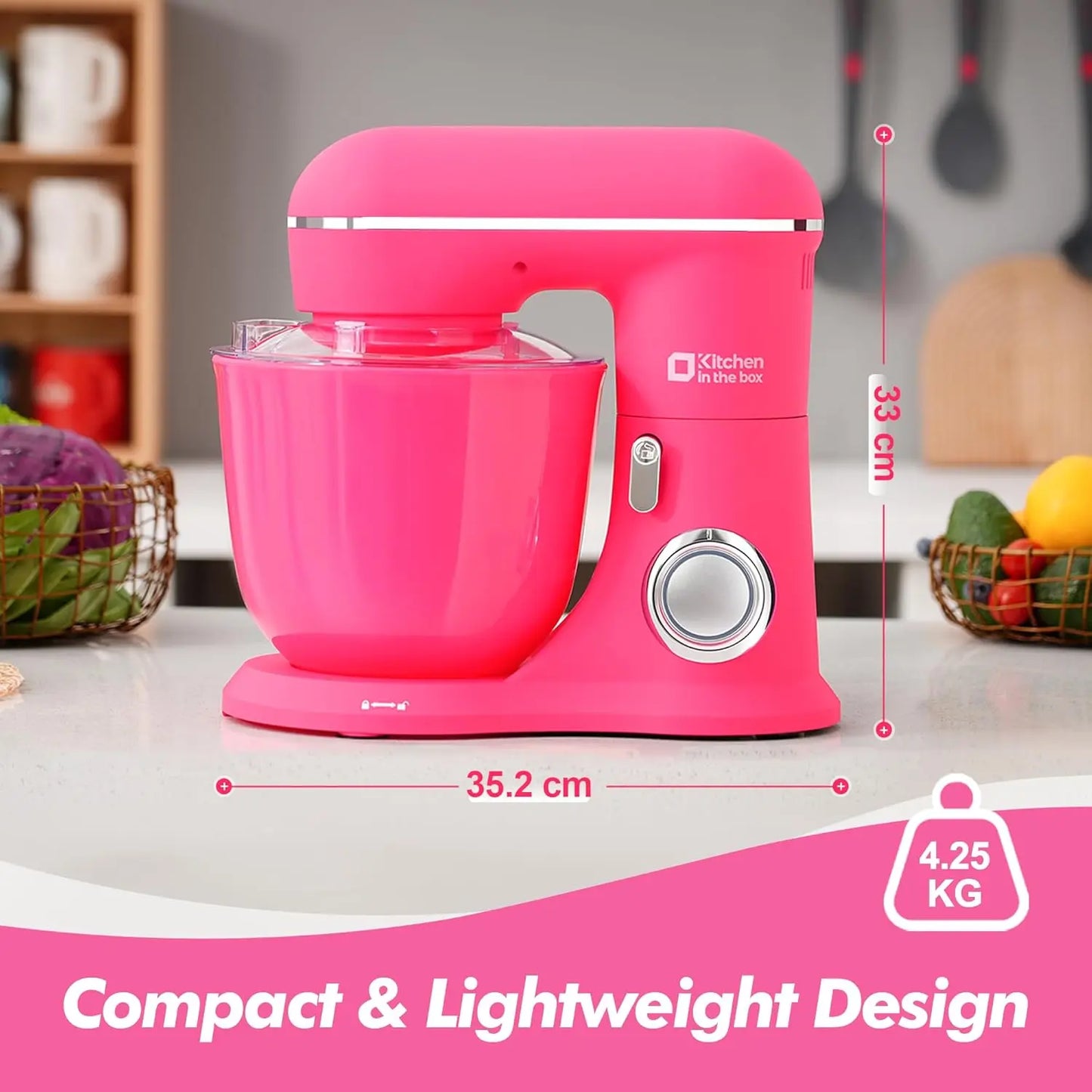 Elevate Your Baking with the Kitchen in the Box Stand Mixer - Versatile 4.5L+5L Mixer with 10 Speeds and Essential Attachments!