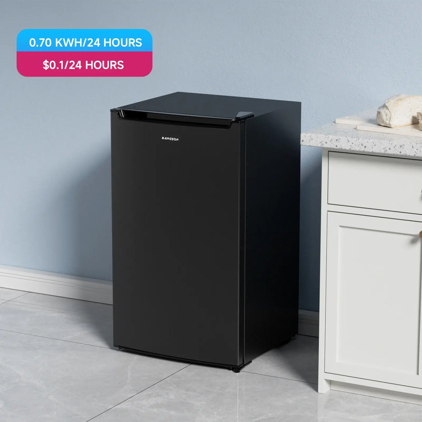 BANGSON 2.1 Cu.Ft Compact Upright Freezer - Energy-Efficient Mini Freezer with Adjustable Thermostat and Quiet Operation, Perfect for Small Spaces and Gifts!