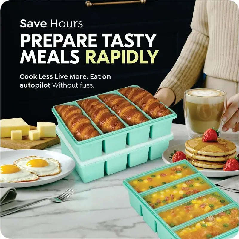 Ultimate Silicone Freezer Tray with Lid - Leak-Proof, Dishwasher Safe, and Heat Resistant for Perfectly Frozen Soups and Ice Cubes!