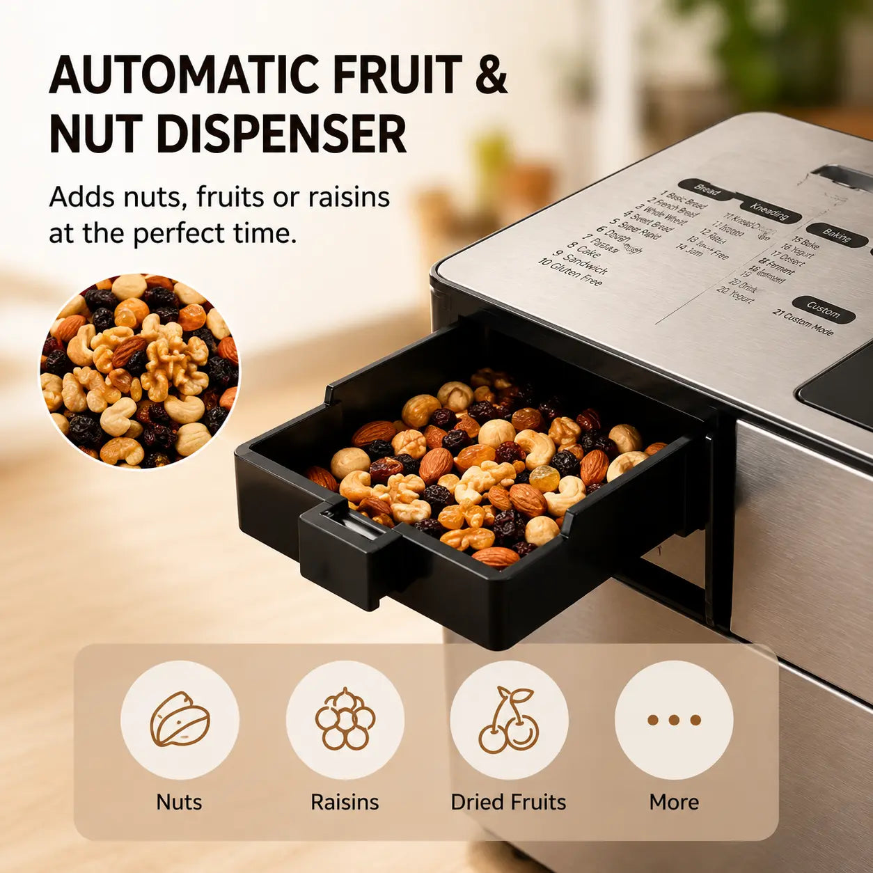 Ultimate 25-In-1 Programmable Bread Maker: Effortlessly Bake Fresh Bread with Automatic Yeast & Nut Dispenser, Delay Timer & 3 Crust Settings