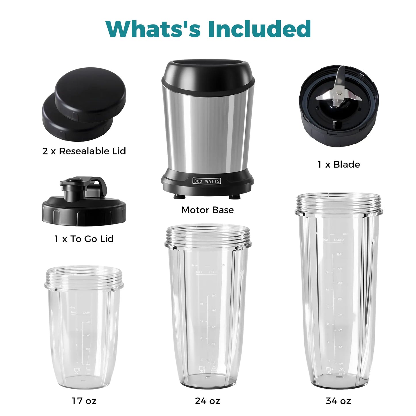 Smoothie Blender, Personal Blender Set for Kitchen, Smoothies Maker with Bpa-Free Portable Cups for Shakes, Sauces, Juice, Ice Crushing, Light Silver
