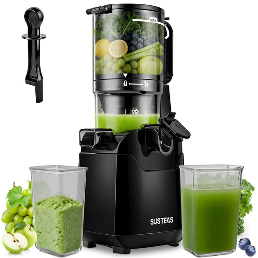 SUSTEAS Cold Press Juicer - Effortless Juice Extraction with 5.8'' Feed Slot, Easy Clean Design, and High Juice Yield - Perfect for Soft & Hard Fruits!