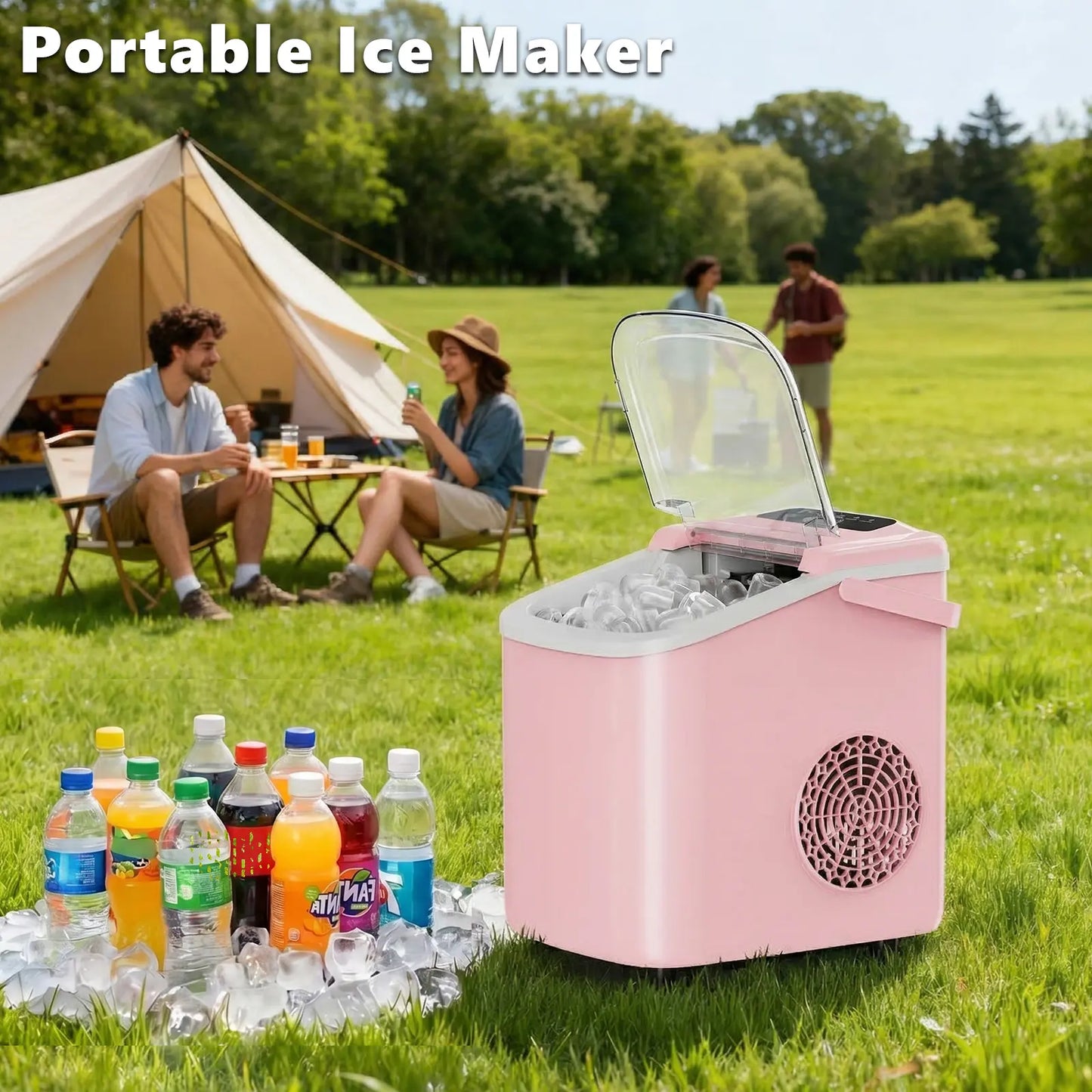 Sweetcrispy Portable Countertop Ice Maker - Create 9 Ice Cubes in 6 Minutes, 26Lbs Daily Capacity, Auto-Cleaning & Quiet Operation, Perfect for Home, RV, or Parties!