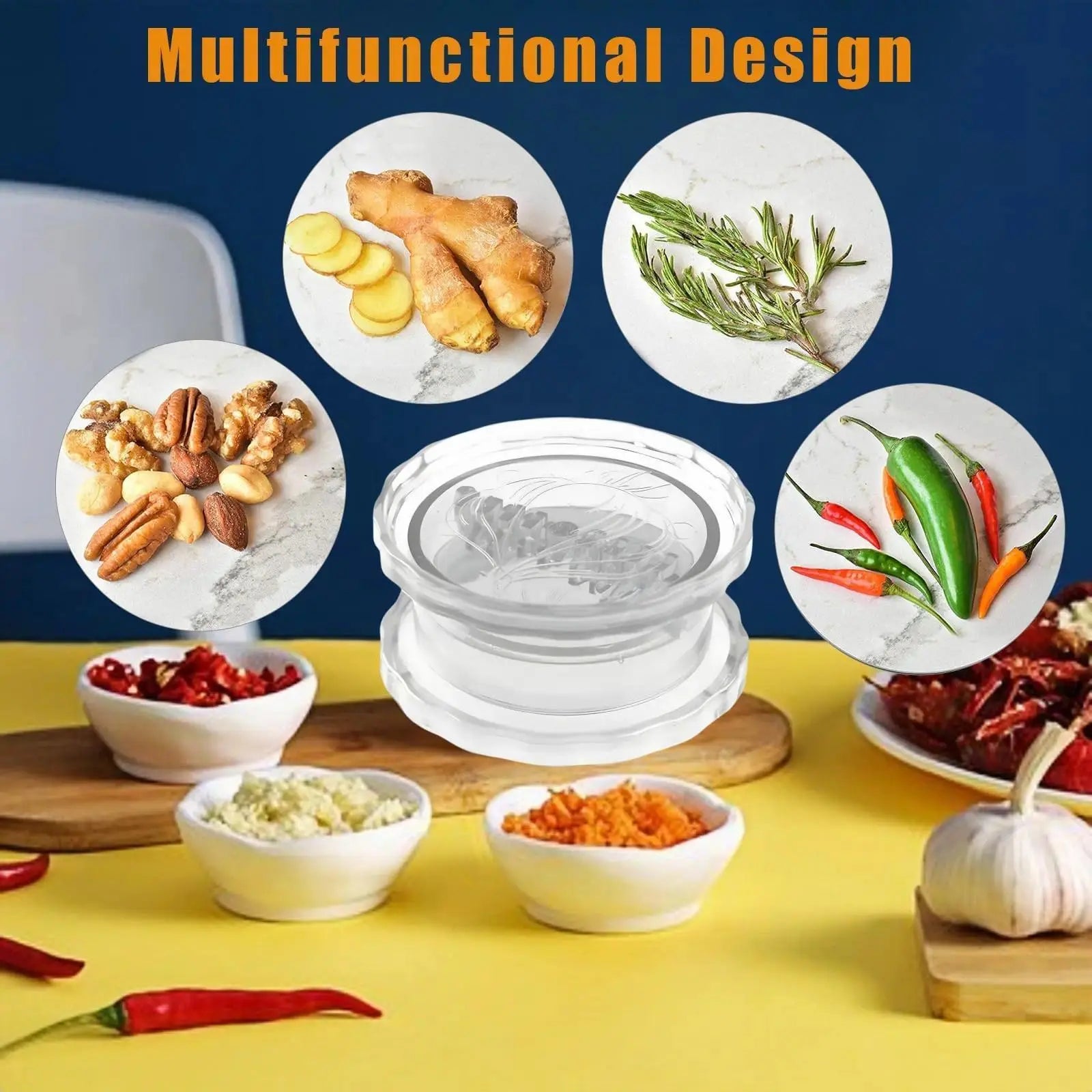 Revolutionize Your Cooking with the Manual Garlic Twister & Masher - The Ultimate Multi-Functional Mincer & Grinder for Garlic, Onions, Ginger, Herbs, and Nuts!