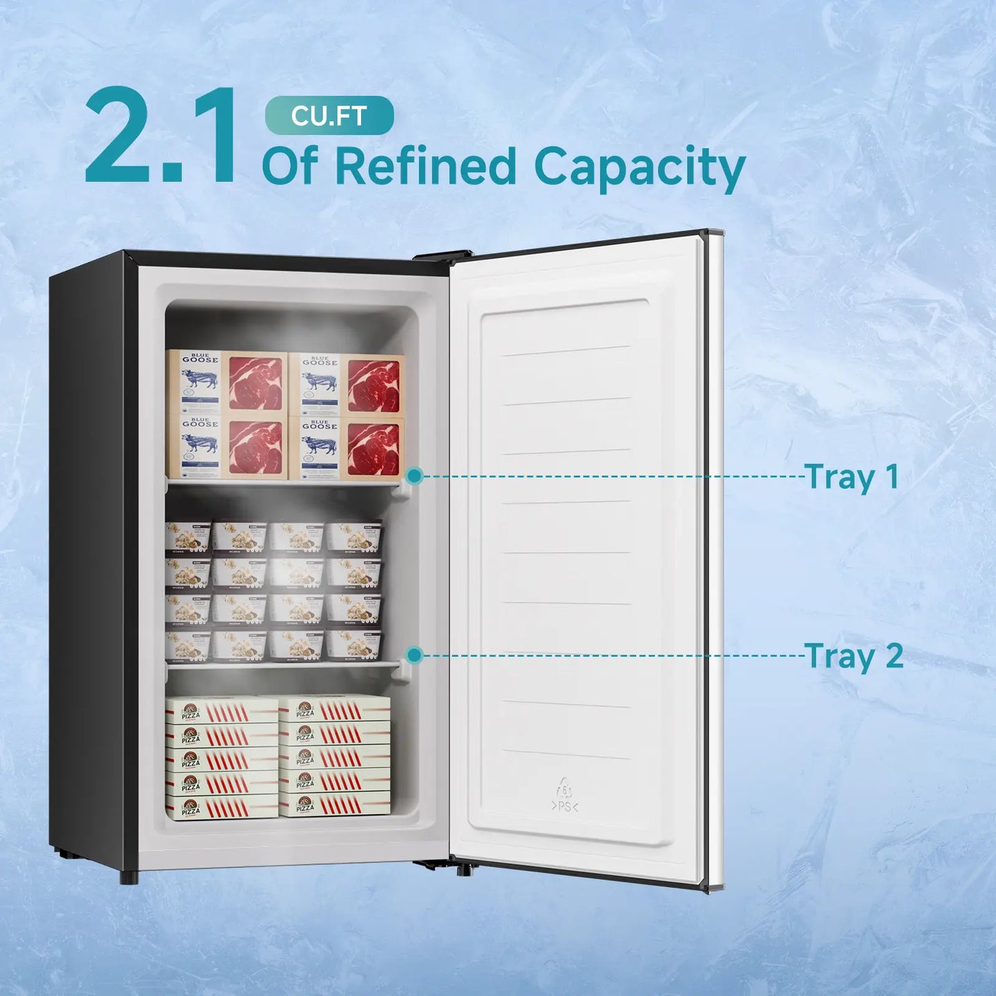 BANGSON 2.1 Cu.Ft Compact Upright Freezer - Energy-Efficient Mini Freezer with Adjustable Thermostat and Quiet Operation, Perfect for Small Spaces and Gifts!