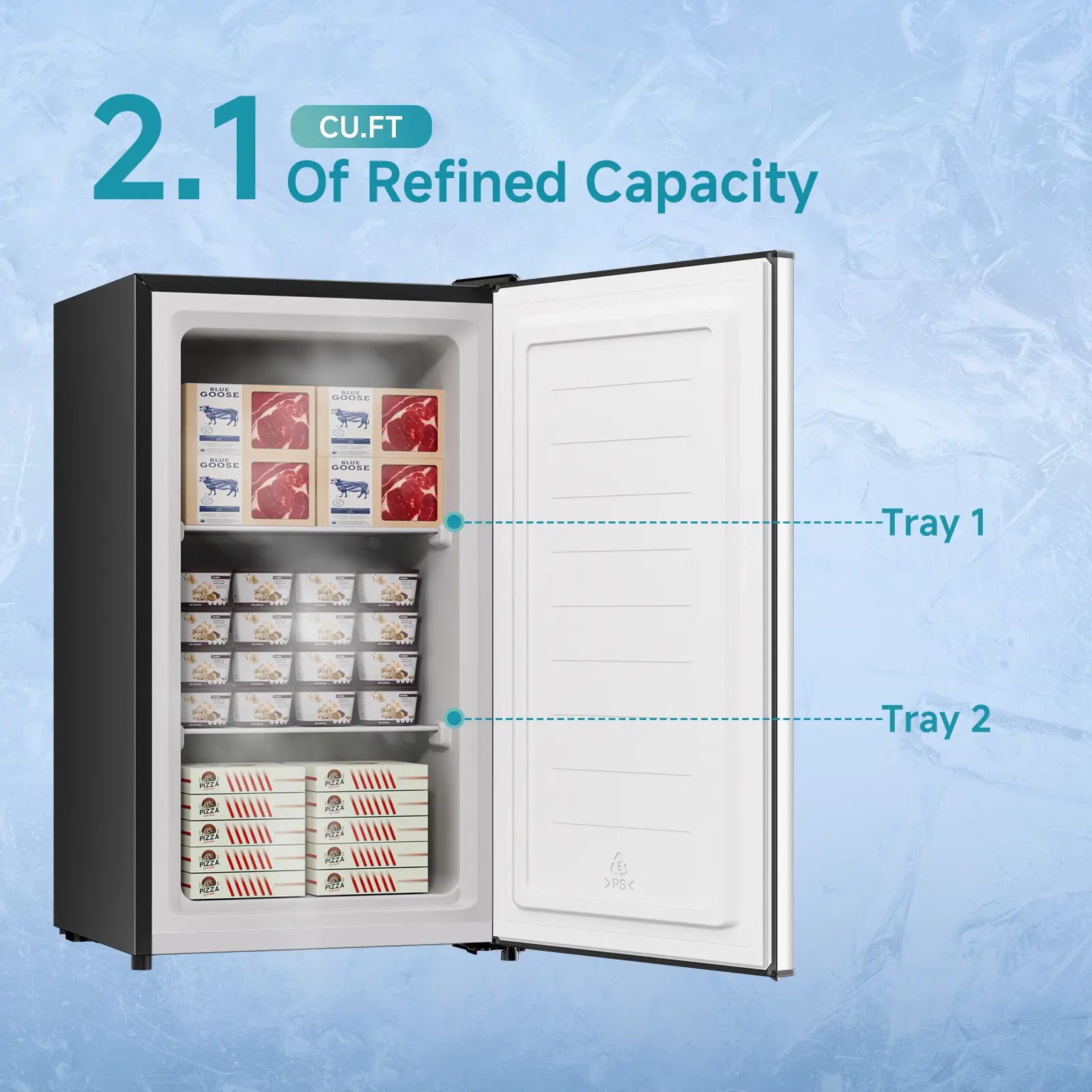 BANGSON 2.1 Cu.Ft Compact Upright Freezer - Energy-Efficient Mini Freezer with Adjustable Thermostat and Quiet Operation, Perfect for Small Spaces and Gifts!