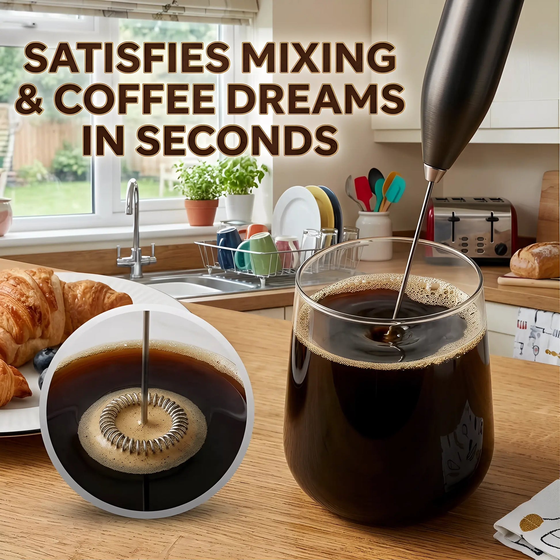 Elevate Your Coffee Experience with Our Waterproof Handheld Electric Milk Frother – Perfect for Lattes, Cappuccinos, and More!